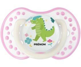 Croco + prénom : 0/6 mois - Blanc-rose phosphorescente embout Lovi Dynamic
