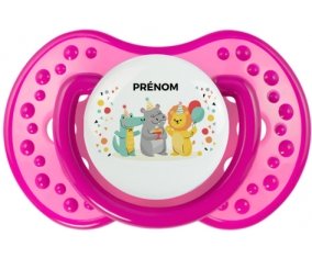 Fête d'anniversaire + prénom : 0/6 mois - Rose classique embout Lovi Dynamic