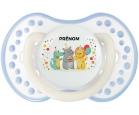 Fête d'anniversaire + prénom : 0/6 mois - Blanc-cyan classique embout Lovi Dynamic