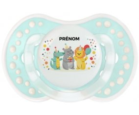 Fête d'anniversaire + prénom : 0/6 mois - Retro-turquoise-lagon classique embout Lovi Dynamic