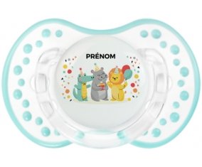 Fête d'anniversaire + prénom : 0/6 mois - Retro-blanc-lagon classique embout Lovi Dynamic