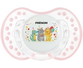 Fête d'anniversaire + prénom : 0/6 mois - Retro-blanc-rose-tendre classique embout Lovi Dynamic