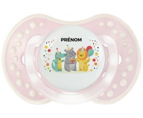 Fête d'anniversaire + prénom : 0/6 mois - Retro-rose-tendre classique embout Lovi Dynamic