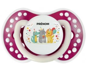 Fête d'anniversaire + prénom : 0/6 mois - Fuchsia phosphorescente embout Lovi Dynamic