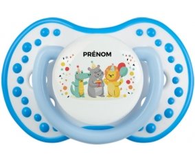 Fête d'anniversaire + prénom : 0/6 mois - Blanc-bleu phosphorescente embout Lovi Dynamic
