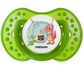 Dinosaures anniversaire + prénom : Sucette LOVI Dynamic personnalisée