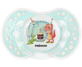 Dinosaures anniversaire + prénom : 0/6 mois - Retro-turquoise-lagon classique embout Lovi Dynamic