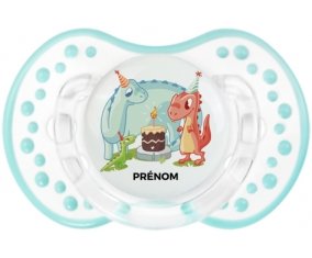 Dinosaures anniversaire + prénom : 0/6 mois - Retro-blanc-lagon classique embout Lovi Dynamic