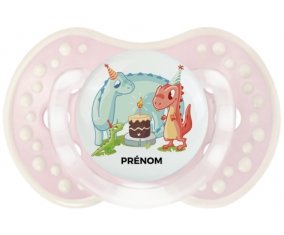 Dinosaures anniversaire + prénom : 0/6 mois - Retro-rose-tendre classique embout Lovi Dynamic