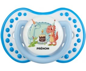 Dinosaures anniversaire + prénom : 0/6 mois - Blanc-bleu phosphorescente embout Lovi Dynamic