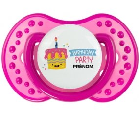 Birthday party style 2 + prénom : 0/6 mois - Rose classique embout Lovi Dynamic