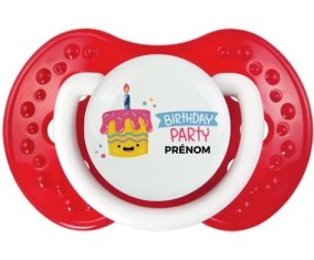 Birthday party style 2 + prénom : 0/6 mois - Blanc-rouge classique embout Lovi Dynamic