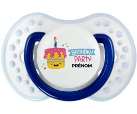Birthday party style 2 + prénom : 0/6 mois - Marine-blanc-bleu classique embout Lovi Dynamic