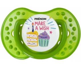 Make a wish + prénom : 0/6 mois - Vert classique embout Lovi Dynamic