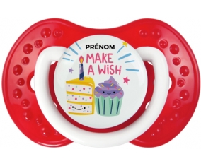 Make a wish + prénom : 0/6 mois - Blanc-rouge classique embout Lovi Dynamic