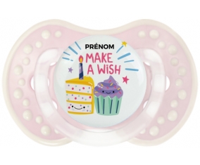 Make a wish + prénom : 0/6 mois - Retro-rose-tendre classique embout Lovi Dynamic