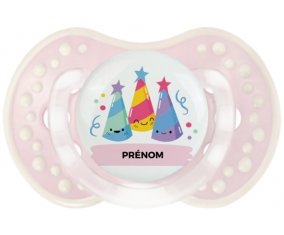 Birthday party style 3 + prénom : 0/6 mois - Retro-rose-tendre classique embout Lovi Dynamic