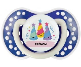 Birthday party style 3 + prénom : 0/6 mois - Bleu-marine phosphorescente embout Lovi Dynamic