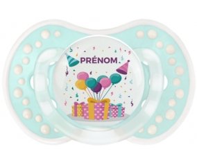 Happy birthday style 5 + prénom : 0/6 mois - Retro-turquoise-lagon classique embout Lovi Dynamic