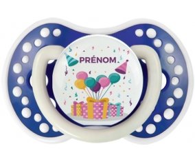 Happy birthday style 5 + prénom : 0/6 mois - Bleu-marine phosphorescente embout Lovi Dynamic