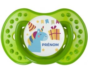 Licorne anniversaire + prénom : Tétine LOVI Dynamic personnalisée