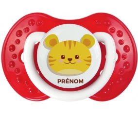 Tigre style 3 + prénom : 0/6 mois - Blanc-rouge classique embout Lovi Dynamic