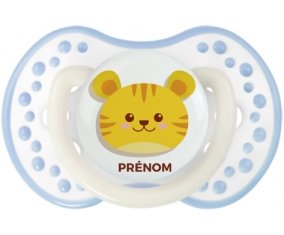 Tigre style 3 + prénom : 0/6 mois - Blanc-cyan classique embout Lovi Dynamic