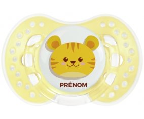 Tigre style 3 + prénom : 0/6 mois - Trendy-jaune classique embout Lovi Dynamic