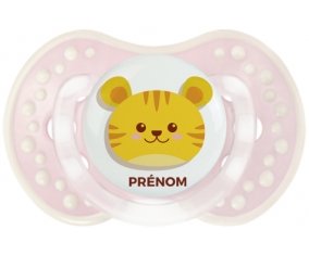Tigre style 3 + prénom : 0/6 mois - Retro-rose-tendre classique embout Lovi Dynamic