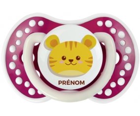 Tigre style 3 + prénom : 0/6 mois - Fuchsia phosphorescente embout Lovi Dynamic