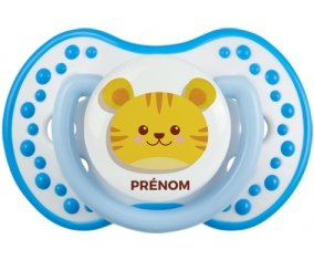 Tigre style 3 + prénom : 0/6 mois - Blanc-bleu phosphorescente embout Lovi Dynamic
