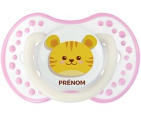 Tigre style 3 + prénom : 0/6 mois - Blanc-rose phosphorescente embout Lovi Dynamic