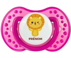 Lion style 4 + prénom : 0/6 mois - Rose classique embout Lovi Dynamic