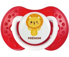 Lion style 4 + prénom : 0/6 mois - Blanc-rouge classique embout Lovi Dynamic