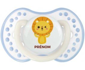 Lion style 4 + prénom : 0/6 mois - Blanc-cyan classique embout Lovi Dynamic