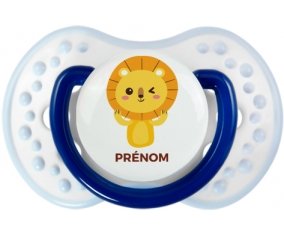 Lion style 4 + prénom : 0/6 mois - Marine-blanc-bleu classique embout Lovi Dynamic