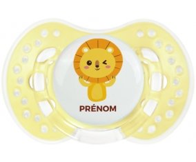 Lion style 4 + prénom : 0/6 mois - Trendy-jaune classique embout Lovi Dynamic
