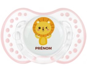 Lion style 4 + prénom : 0/6 mois - Retro-blanc-rose-tendre classique embout Lovi Dynamic