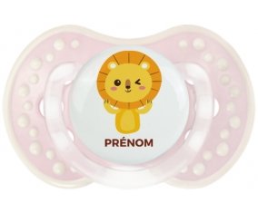 Lion style 4 + prénom : 0/6 mois - Retro-rose-tendre classique embout Lovi Dynamic