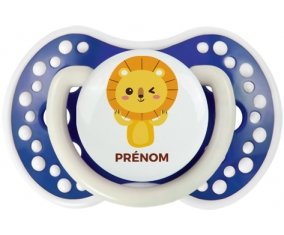 Lion style 4 + prénom : 0/6 mois - Bleu-marine phosphorescente embout Lovi Dynamic
