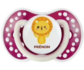 Lion style 4 + prénom : 0/6 mois - Fuchsia phosphorescente embout Lovi Dynamic