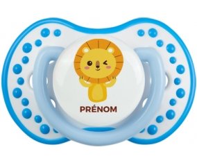 Lion style 4 + prénom : 0/6 mois - Blanc-bleu phosphorescente embout Lovi Dynamic