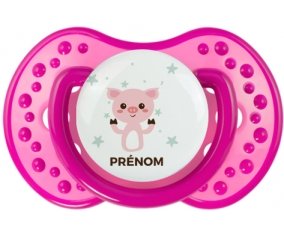 Cochon + prénom : 0/6 mois - Rose classique embout Lovi Dynamic