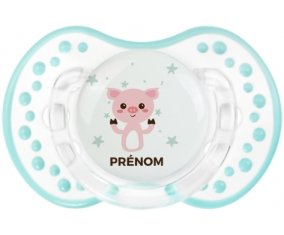 Cochon + prénom : 0/6 mois - Retro-blanc-lagon classique embout Lovi Dynamic