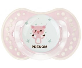 Cochon + prénom : 0/6 mois - Retro-rose-tendre classique embout Lovi Dynamic