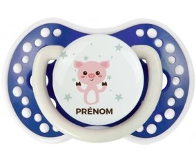 Cochon + prénom : 0/6 mois - Bleu-marine phosphorescente embout Lovi Dynamic