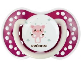 Cochon + prénom : 0/6 mois - Fuchsia phosphorescente embout Lovi Dynamic