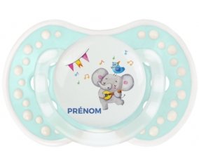 Éléphant party + prénom : 0/6 mois - Retro-turquoise-lagon classique embout Lovi Dynamic