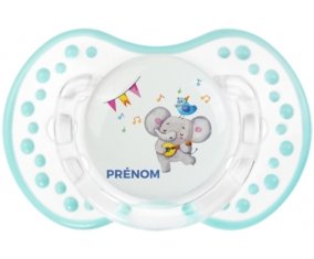 Éléphant party + prénom : 0/6 mois - Retro-blanc-lagon classique embout Lovi Dynamic