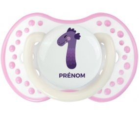 un an anniversaire style 1 + prénom : 0/6 mois - Blanc-rose phosphorescente embout Lovi Dynamic